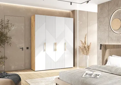 Шкаф 4-х ств. «Ирис» Браш Вайт/Дуб крафт  (ШхВхГ) 1800х2236х506 мм