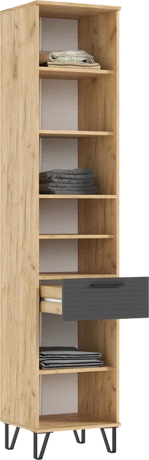 Прихожая Флэш Пенал открытый Браш Графит/ Дуб Графит  Прихожая Флэш Пенал открытый Браш Графит/ Дуб Графит