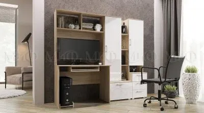 Стол компьютерный «№-6» Дуб сонома/Белый (Ш*В*Г) 2000х1796х538 мм