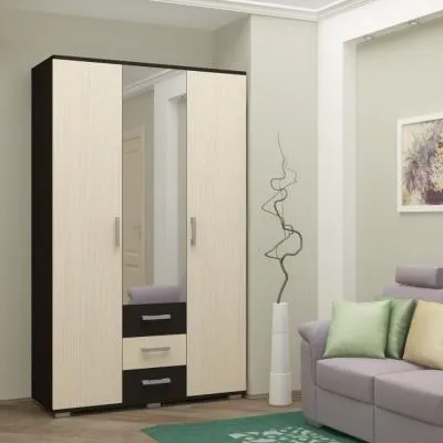 Шкаф «Белла 3-х ств.» Дуб беленый/венге (Ш*Г*В) 1200x470x2120 мм