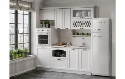 Кухня «Милано» Белая текстурная 2 метра Компоновка №3
