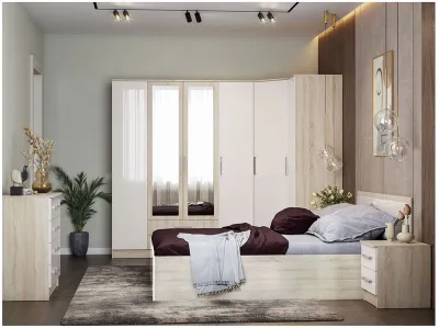 Спальня «Мартина» Дуб сонома/Белый глянец Комплектации 1 7 модулей Спальня «Мартина» Дуб сонома/Белый глянец Комплектации 1 7 модулей