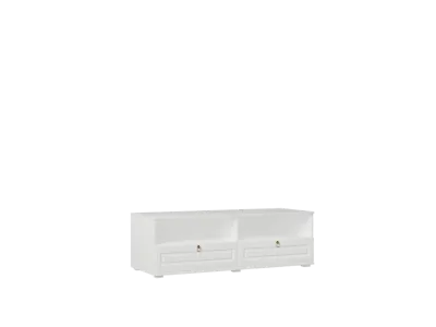 Гостиная «Престиж» Полка ТВ Белый матовый/Белый (Ш*В*Г) 1400*452*524 мм