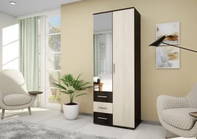 Шкаф «Белла 2-х ств.» Дуб беленый/венге (Ш*Г*В) 800x470x2120 мм