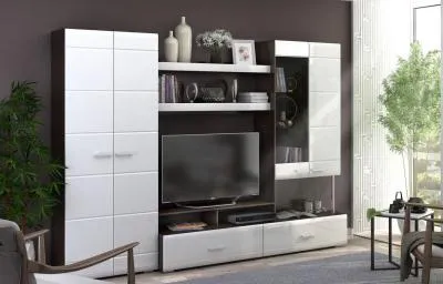 Гостиная «Вегас 1» Венге/Белый глянец (Ш*В*Г) 2800х2000х440 мм