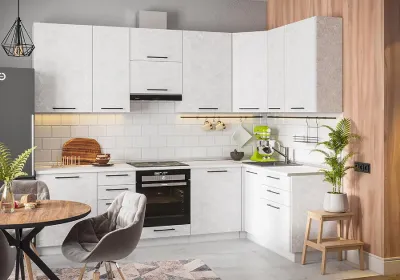 Комплект Кухня «Нувель» Белый бетон/Белый