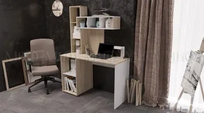 Стол компьютерный «№-4» Белый/ Дуб сонома (Ш*В*Г) 1204х1652х500 мм