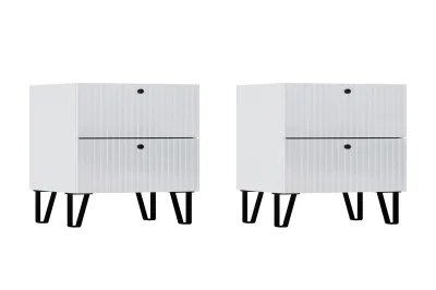 Тумбы прикроватные Оливия с 2 ящиками Белый глянец/белый 50 см