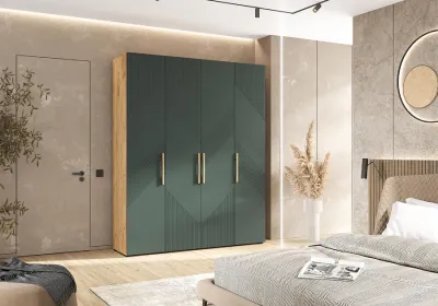 Шкаф 4-х ств. «Ирис» Браш Мени Грин/Дуб крафт  (ШхВхГ) 1800х2236х506 мм