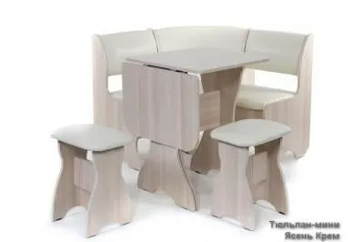 Кухонный уголок «Тюльпан-мини» Ясень/Крем (ШхВхГ) 1000х840х1000 мм