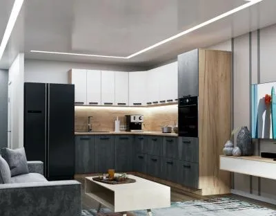 Кухня «Пасадена» Белый/Железный камень 