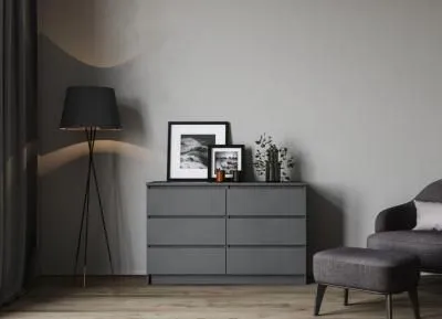 Комод «Челси» 1202 (6 ящиков) Графит/графит (ШхВхГ) 1202х768х450 мм