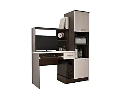 Стол компьютерный «№-3» Дуб беленый/Венге (Ш*В*Г) 1352х1728х500 мм