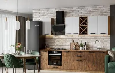 Кухня «Пасадена» Белый/Ржавый камень 