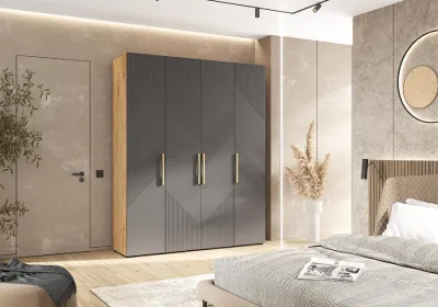 Шкаф 4-х ств. «Ирис» Браш Графит/Дуб крафт (ШхВхГ) 1800х2236х506 мм