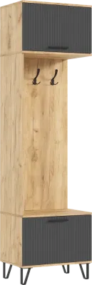 Прихожая Флэш шкаф с вешалками Браш Графит/ Дуб Крафт Прихожая Флэш шкаф с вешалками Браш Графит/ Дуб Крафт