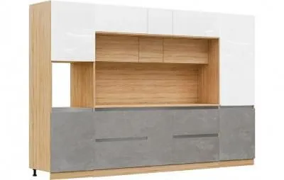 Кухня «Карина» Белый глянец/Бетон светлый 3250 (Ш*В*Г) 3250х2268х600 мм