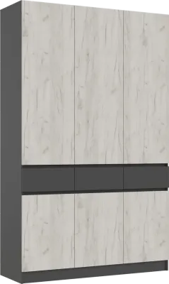 Прихожая Роджина Шкаф 3-х ств. Графит/дуб крафт белый 150 см