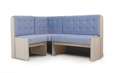 Угловая скамья «Квадро» Бодего/Велюр голубой (ШхВхГ) 1500х860х1100 мм