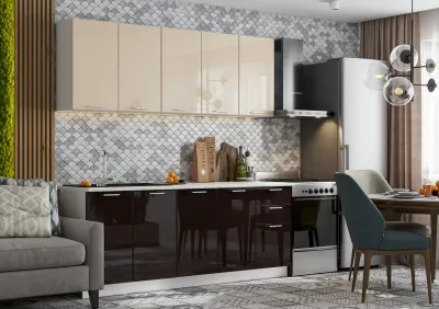 Кухня «Ксения» Ваниль / Шоколад глянец 