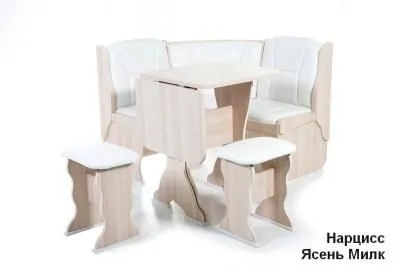 Кухонный уголок «Нарцисс» Ясень/Милк (ШхВхГ) 1100х840х1100 мм