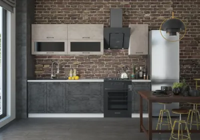 Кухня «Монако» 2 метра Камень светлый/темный Компоновка №2