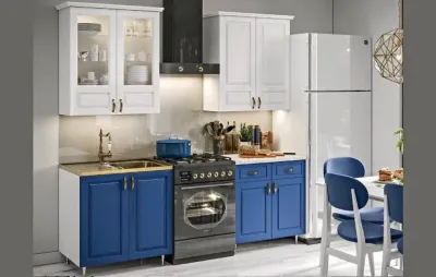 Кухня «Констанция» Белый/Ультрамарин синий 1.6 (900) метра Компоновка №2