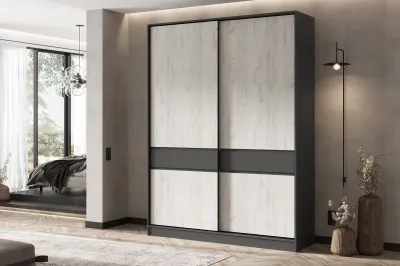 Прихожая Роджина Шкаф-купе Графит/Дуб крафт белый 180 см