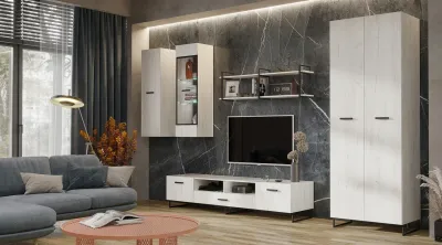 Гостиная Ненси LOFT Крафт белый/крафт белый Вариант №2