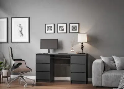 Стол письменный «Челси» 6 ящиков Графит/графит (ШхВхГ) 1386х768х490 мм