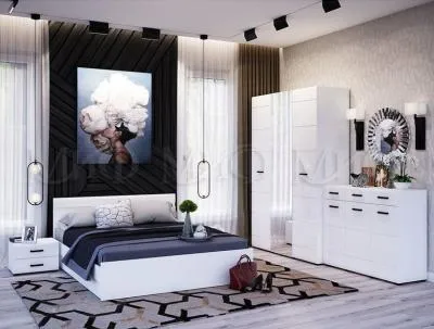 Спальня «Ненси New» Белый глянец Комплектации 1 (5 модулей) Спальня «Ненси New» Белый глянец Комплектации 1 (5 модулей)