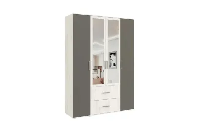 Шкаф 4-х ств. Фиеста NEW Графит/дуб крафт белый 160 см