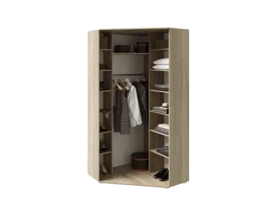 Шкаф «Ким» Угловой 2-х ств. Сонома/Графит софт (Ш*В*Г) 1100х2236х1100 мм