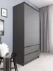 Шкаф 2-х ств. «Челси» комбинированный Графит/графит (ШхВхГ) 902х1796х514 мм