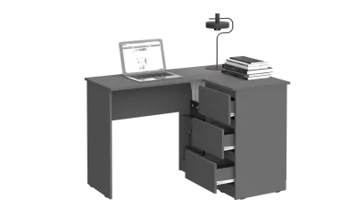 Стол письменный угловой «Челси» Графит/графит (ШхВхГ) 1300х768х904 мм