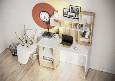 Стол компьютерный Олимп дуб сонома/белый  120 см