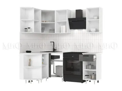 Кухня «Рио NEW» угловая 2,0*1,3 м  ЛДСП бетон темный/бетон светлый