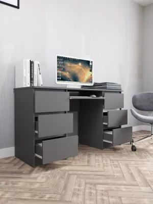 Стол письменный «Челси» 6 ящиков Графит/графит (ШхВхГ) 1386х768х490 мм