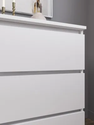 Комод «Челси» 800 (3 ящика) Белый глянец/белый (ШхВхГ) 802х768х330 мм