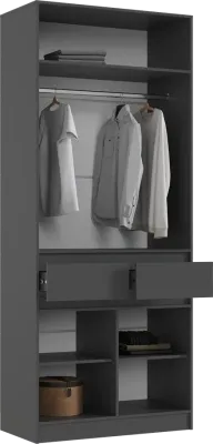 Прихожая Роджина Шкаф 2-х ств. Графит/Дуб крафт белый 100 см