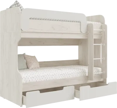Детская двухъярусная кровать Юниор-4 Шарли белый/крафт белый