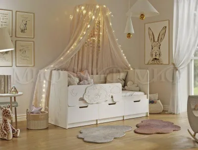 Детская кровать Юниор-4 Шарли белый/крафт белый 1.6 м