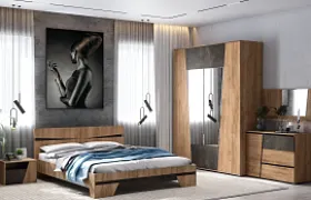 Спальня Соренто Дуб крафт/ Бетон темный Спальня Соренто Дуб крафт/ Бетон темный