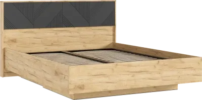 Кровать «Ирис» Браш графит/Дуб крафт (ШхВхГ) 1708*1000*2101 мм