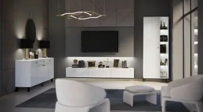 Тумба навесная №1 Оливия Белый глянец/белый