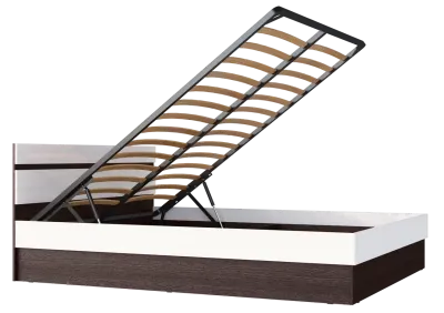 Кровать 1.4 «Ким» Венге/Белый глянец с ПМ (Ш*В*Г) 1445х800х2042 мм