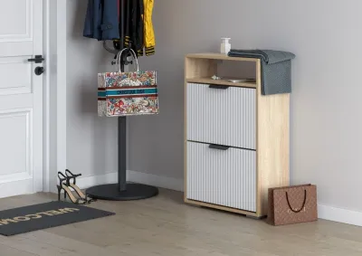 Тумба для обуви Норд ОБ03-600 Софт пломбир Line/дуб сонома 60 см Тумба для обуви Норд ОБ03-600 Софт пломбир Line/дуб сонома 60 см