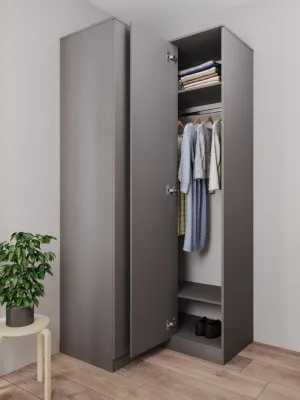 Шкаф угловой прямой «Челси» Графит/графит (ШхВхГ) 950х2022х950 мм