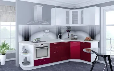Кухня «Ксения» Белый/ Бордо глянец