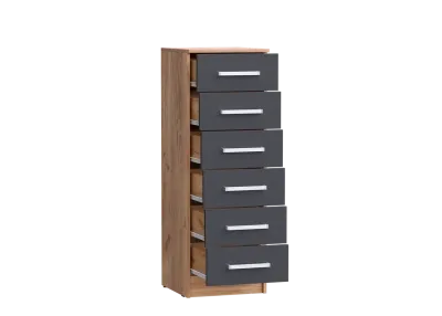 Комод «Мартина» Графит/Дуб крафт (ШхВхГ) 400х1116х430 мм